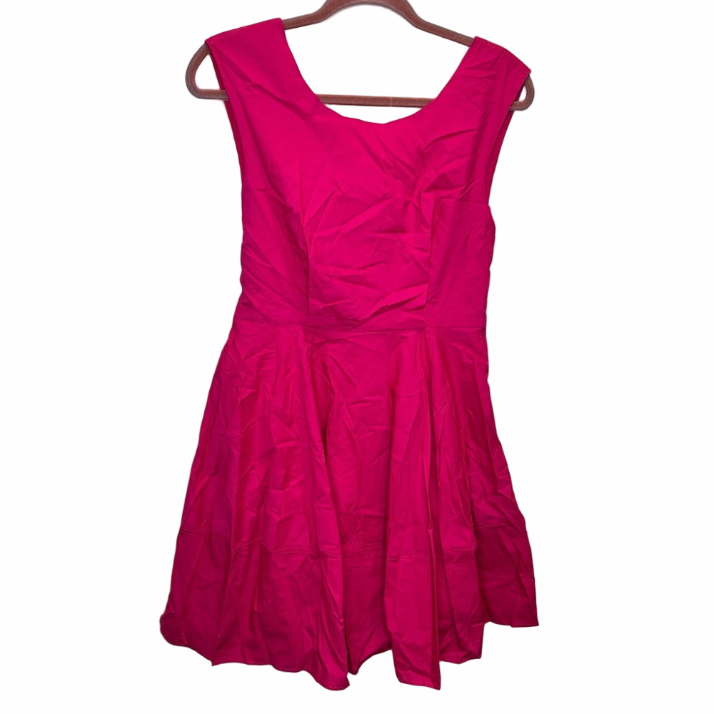 NWT Melloday Short Poplin Tie Back Dress in Hot Pink Size Large